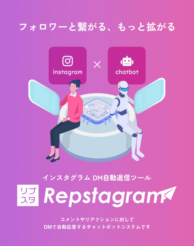 インスタグラム　DM自動返信ツール。フォロワーと繋がる、もっと広がる。